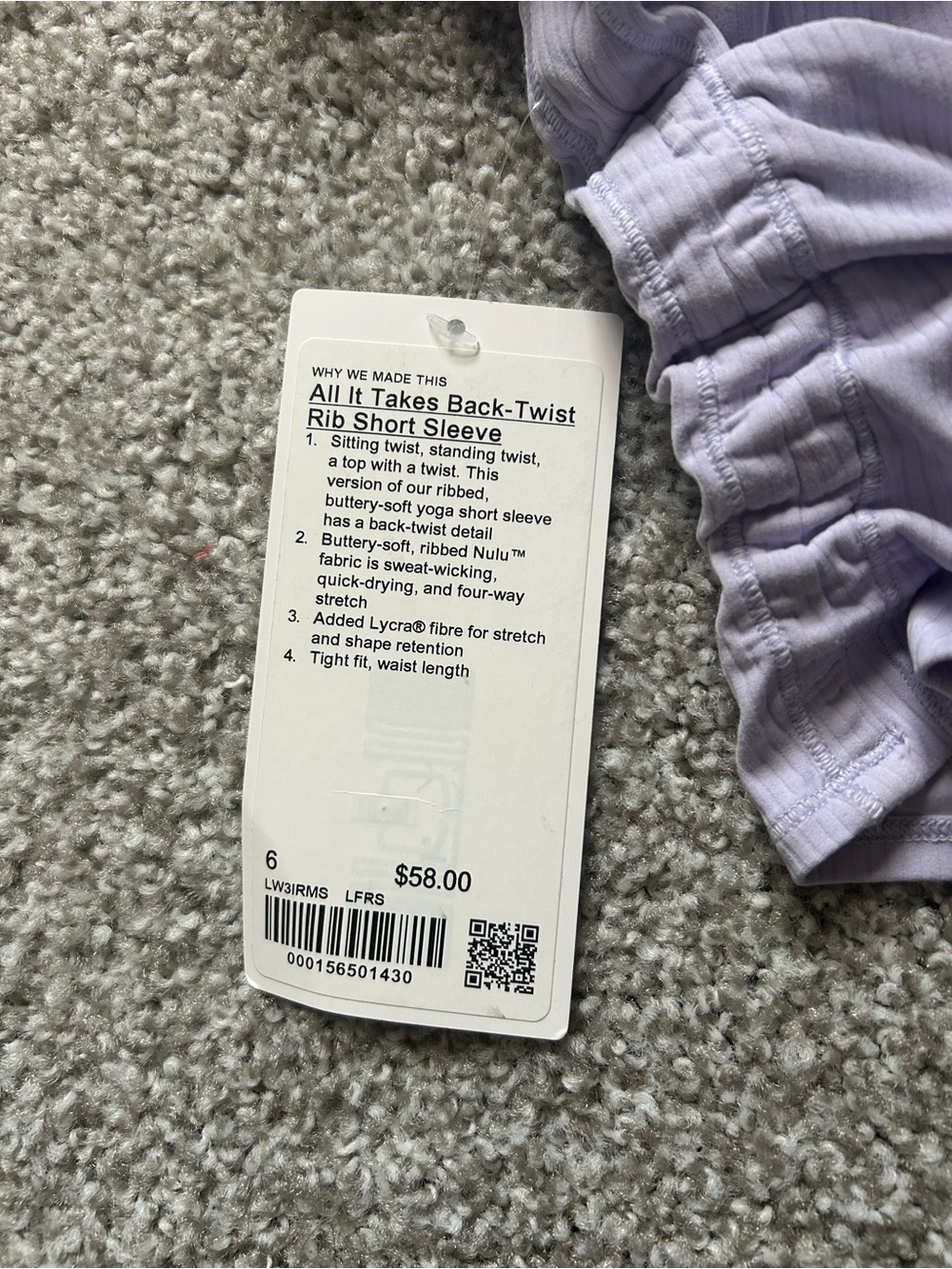 Lululemon All It Takes Back-Twist Ribbed Short-Sleeve Shirt In Lavender Frost 6 - Picture 7 of 9